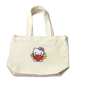 HELLO KITTY Sanrio Small Canvas Tote Bag with Straps 10 x 7 x 3 inches